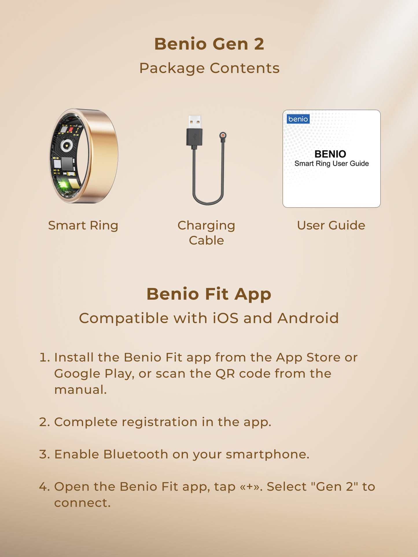 Benio Gen 2 - Smart Ring with Health Monitoring - Gold